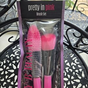 Pink B Beauty Pretty in Pink Makeup Brush Set of 2 (Pink & Black)